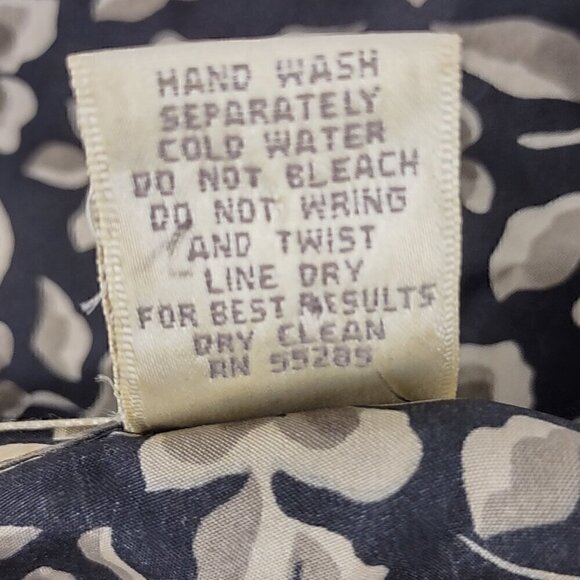 Express Silk Womens 100% Silk Black, Brown Floral Pattern Button Down Dress Sz S - Picture 12 of 12